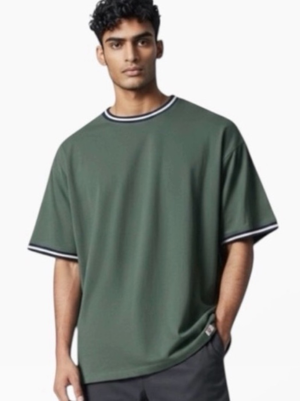 Abercrombie & Fitch Ringer Tee Men XL Green Retro 92 Patch T Shirt